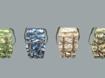 Soldier Exclusive 4 pcs Backpack Tactical Cargo 3D Model Low-poly 3D model
