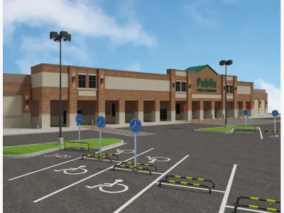 Retail Store Building Set 4 in 1 3D model