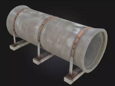 Concrete Pipe Display Sturdy Infrastructure Elements 3D model