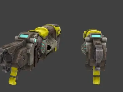 sci fi rocket launcher gun 3d low poly model Low-poly 3D model