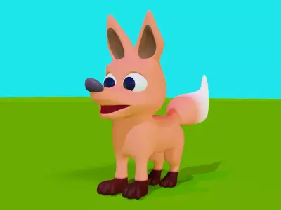 Stylized Cartoon Low poly Fox Low-poly 3D model