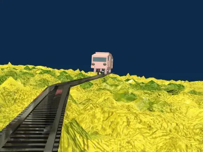 Game Ready 3d Train house in sky screenshots Low-poly 3D model