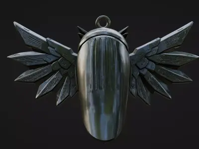 large industrial steampunk owl pendant 3D print model