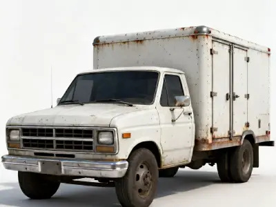 Realistic 1990s Rural Utility Van 3D Model Low-poly 3D model