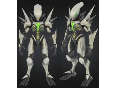Stylized Alien Warrior Low-poly 3D model