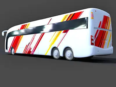 White Red Bus 2 3D model