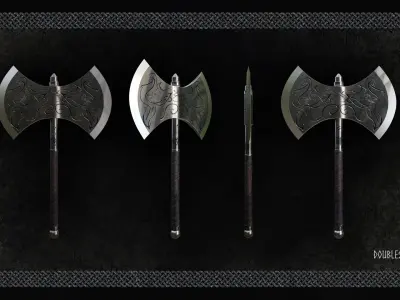 Double-Sided Viking Battleaxe Low-poly 3D model