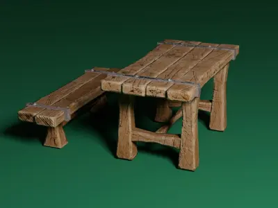 Medieval table 1 Low-poly 3D model