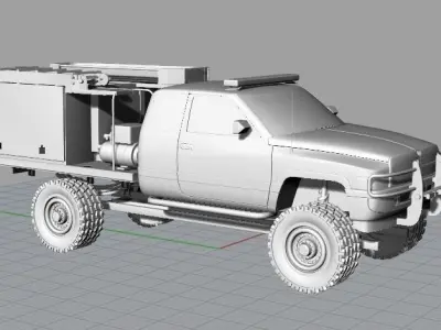 1996 Dodge Ram 1500 Brush Truck Free 3D print model