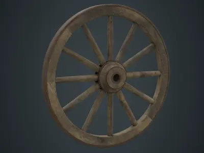 Wagon Wheel 1C Low-poly 3D model