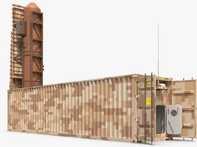  Camouflaged Ballistic Missile Container in Deployed Position 