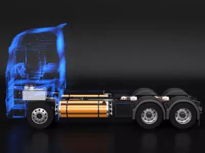 Hydrogen Fuel Cell Semi-Truck Chassis X-Ray 3D model