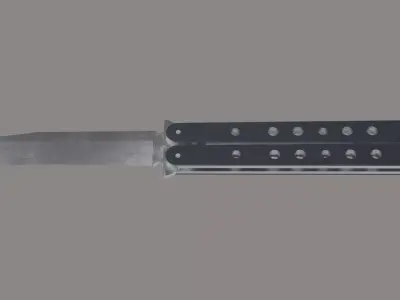 Butterfly knife Low-poly 3D model 2