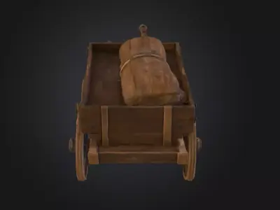 Antique Wooden Cart Low-poly 3D model