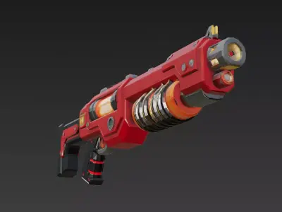Cartoon Cyber Red Shotgun 3D Model PBR Low-poly 3D model