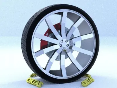 ORTAS CAR RIM 14 GAME READY RIM TIRE AND DISC 3D model