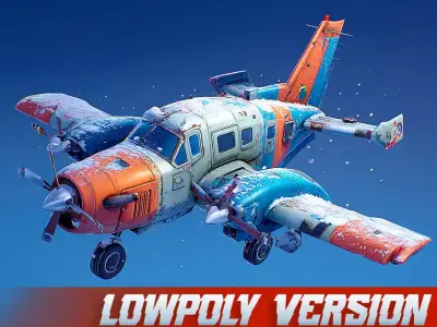 Free Stylized Frozen Lowpoly Airplane Free low-poly 3D model