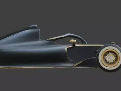 Matte Black and Gold Open-Wheel Race Car 3D Model Low-poly 3D model