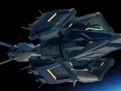 Ptolemaios futuristic spaceship flying in space 3D model