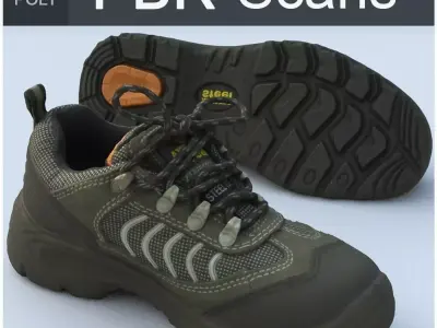 Sneaker High Poly pair of work shoes 3D model