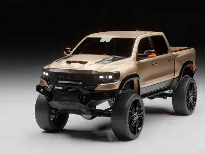 Custom Lifted Ram TRX Pickup Truck 3D Rigged Model Low-poly 3D model purchase