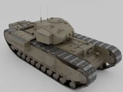 Churchill MK II Infantry Support Heavy Tank Low-poly 3D model