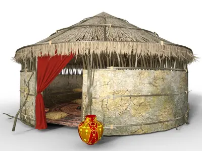 TRIBAL HUTS HOUSE  Low-poly 3D model
