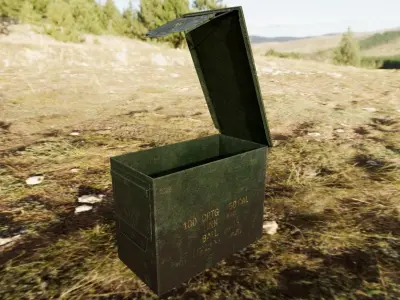 Realistic Milspec Ammo Can with four texture variants Low-poly 3D model