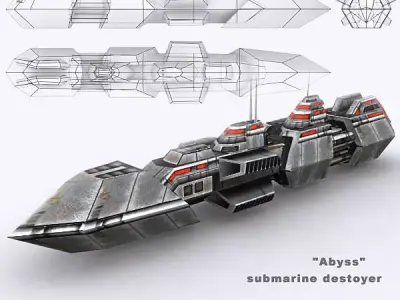 3DRT - Sci-Fi Naval Vessel - Abyss Low-poly 3D model