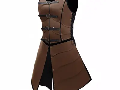 Renaissance Sentinel Medieval Leather Armor Vest Reinforced Low-poly 3D model