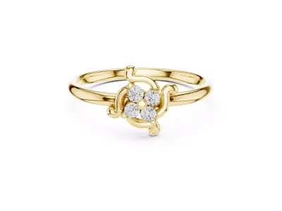 Jewelry Vintage Swirl Round Diamond Cluster Ring Jewel CAD 3D print model