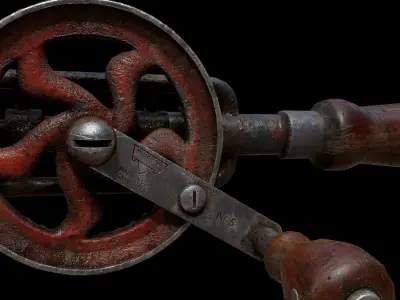 Vintage Hand Drill Low-poly 3D model