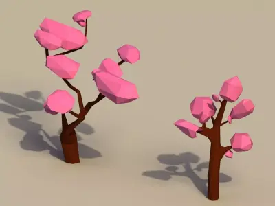 Low Poly Cherry Trees Low-poly 3D model