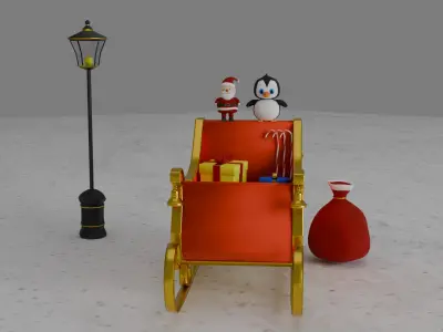Christmas Santa Sleigh 3D model purchase