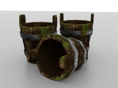 Bucket Moss wormed Low-poly 3D model