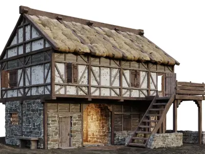 Medieval House 13 PBR 4K GameReady Low-poly 3D model
