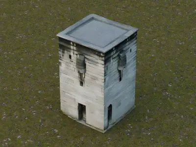 Vintage stone watchtower Low-poly 3D model