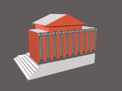 Museum Low-poly 3D model game 3D model Free low-poly 3D model