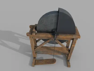 Grindstone PBR stone grinding wheel Low-poly 3D model