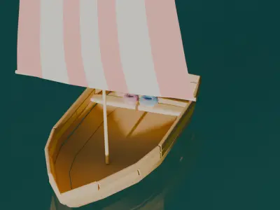 Cute Wooden Boat 3D model