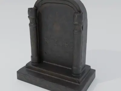 Low Poly game-ready Gothic Tombstone Low-poly 3D model