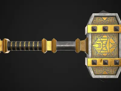 Fantasy Hammer 04 Low-poly 3D model