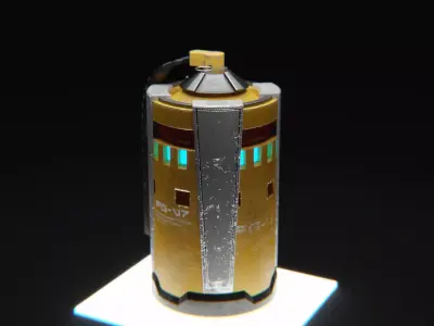 Futuristic Frag Grenade low poly model with Textures Low-poly 3D model