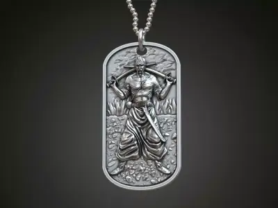 Ukrainian warrior medallion military id tag 3D print model
