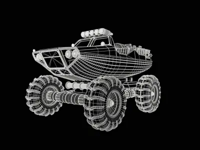 Amphibious ATV Low-poly 3D model