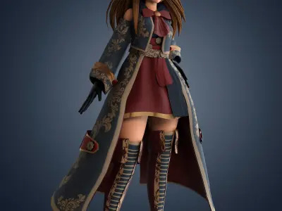 Pirate Captain Rigged  Low-poly 3D model