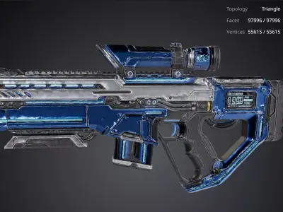 Blue Futuristic Rifle 3D model