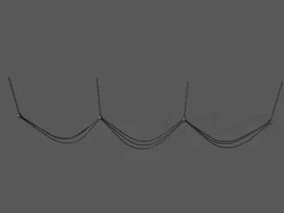 Cables set of wires hanging Low-poly 3D model