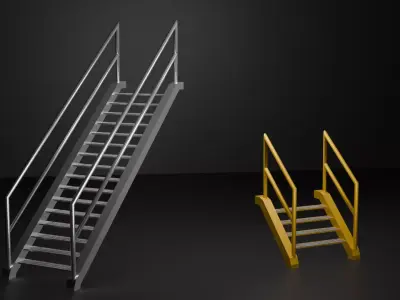 Industrial Staircase Low-poly 3D model