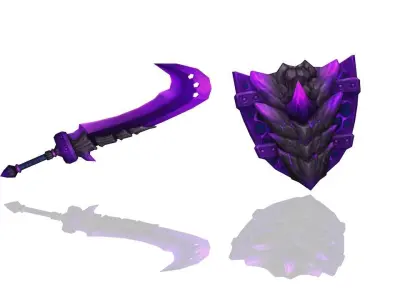 Volcano King Sword and Shield Low-poly 3D model